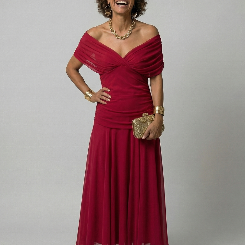Calen | Abito Midi Off Shoulder Fluttuante