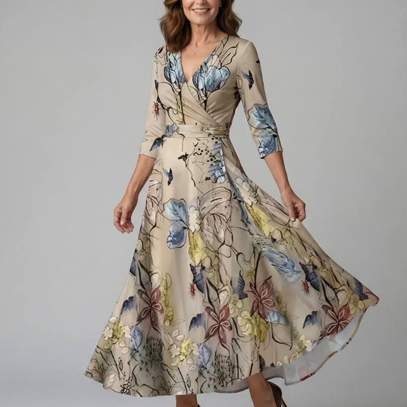 Celine | Abito Midi con Collo Incrociato