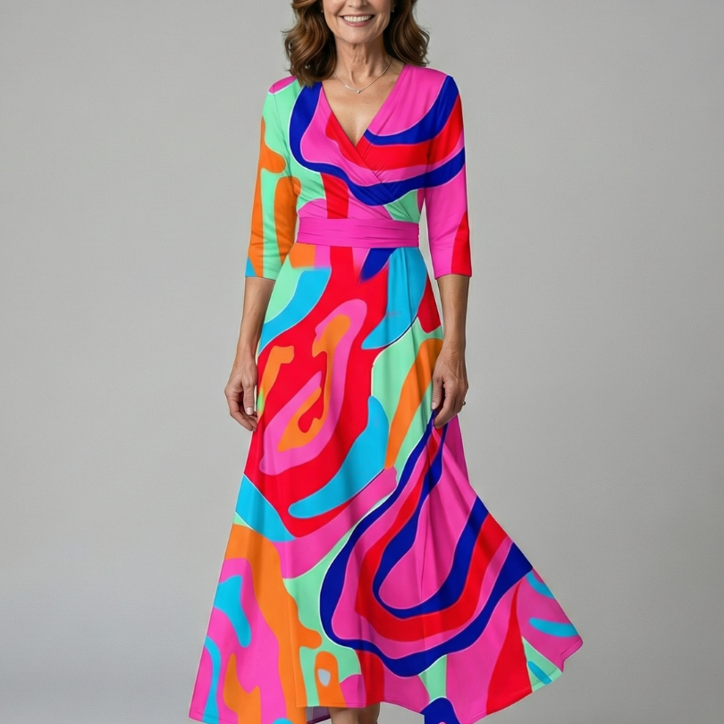 Celine | Abito Midi con Collo Incrociato