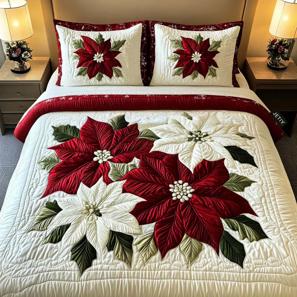 Set Letto Trapuntato 3 Pezzi – Winter Poinsettia