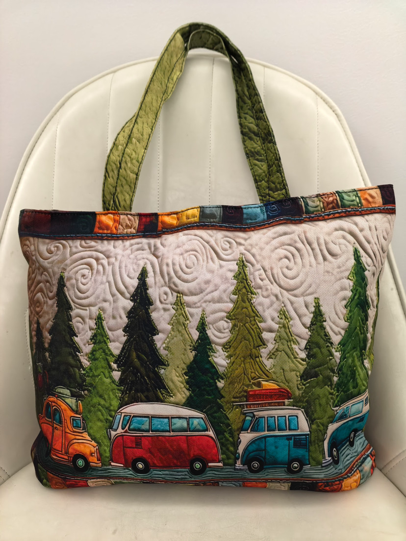 Borsa Tote Trapuntata – Camper Van Pine Tree