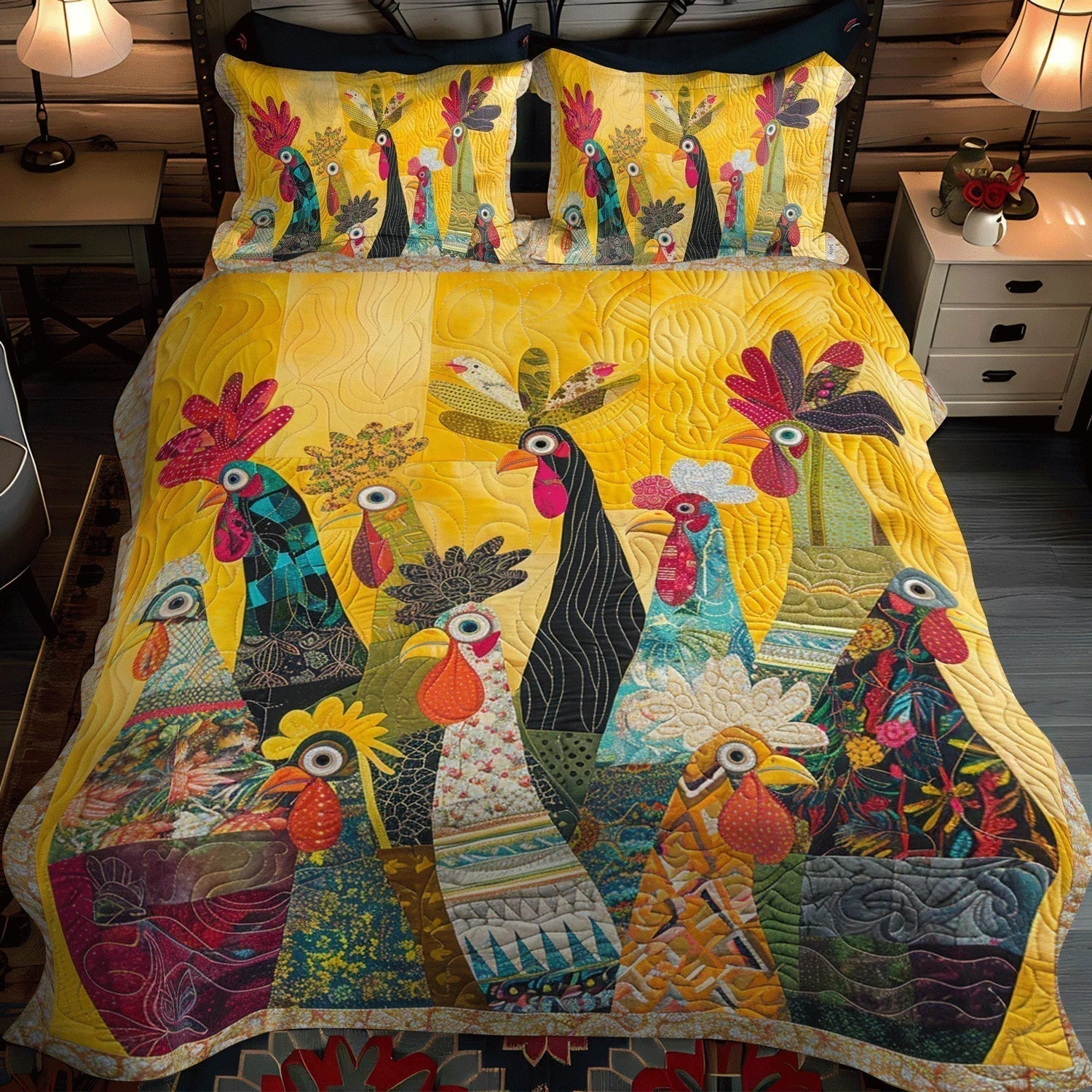 Set Letto Trapuntato 3 Pezzi – Morning Rooster