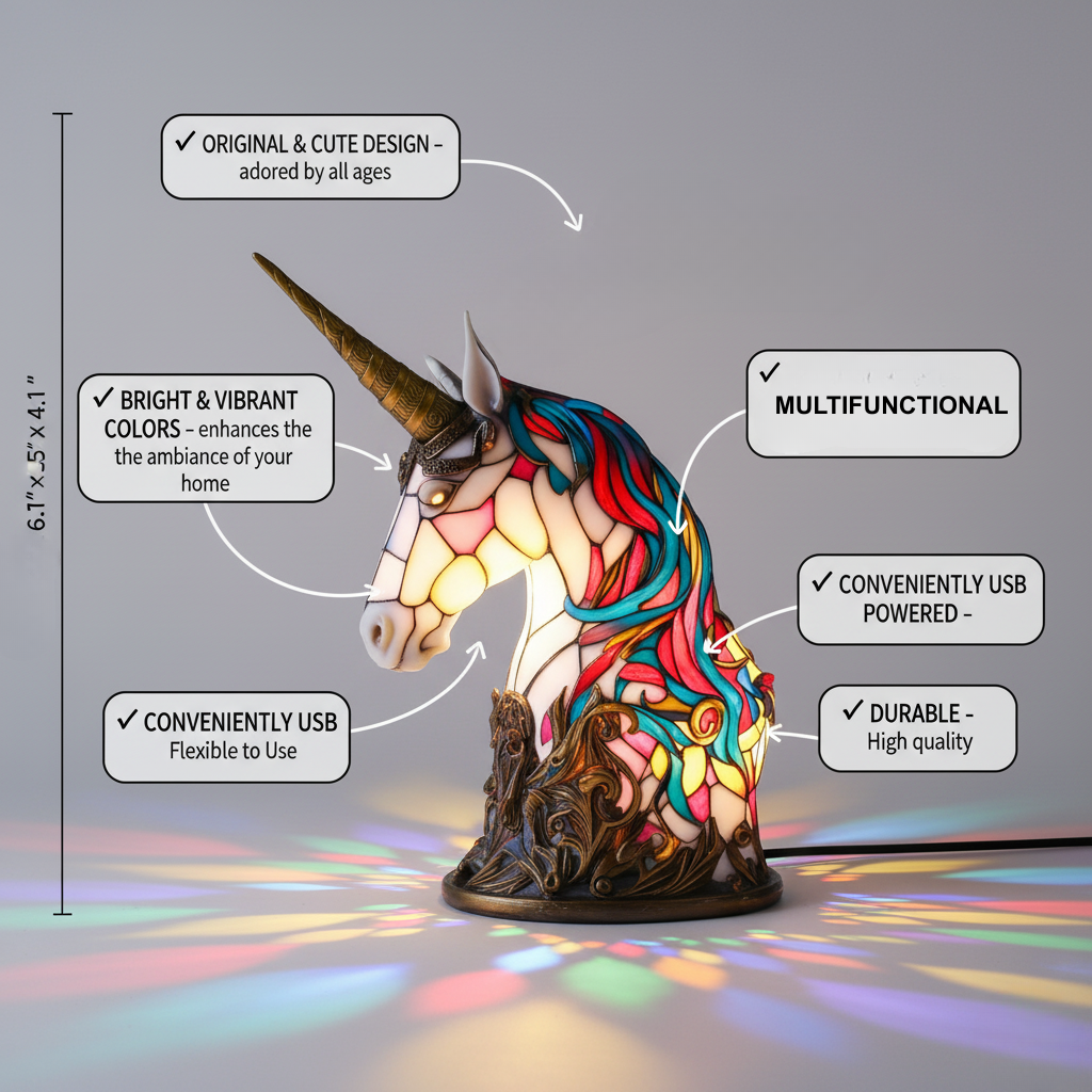 Luna – Incantevole Lampada Unicorno