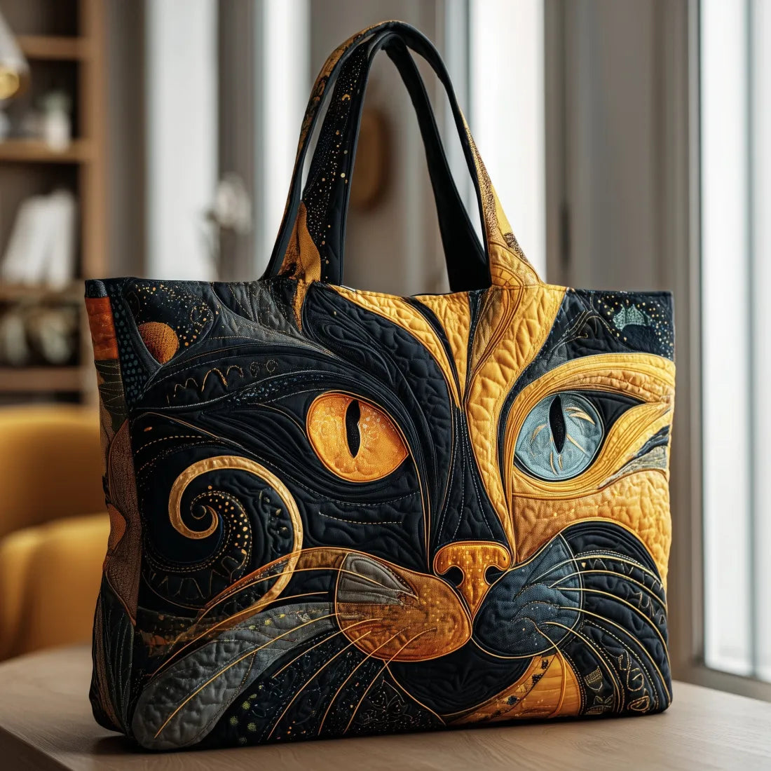 Borsa artigianale con motivo di gatti