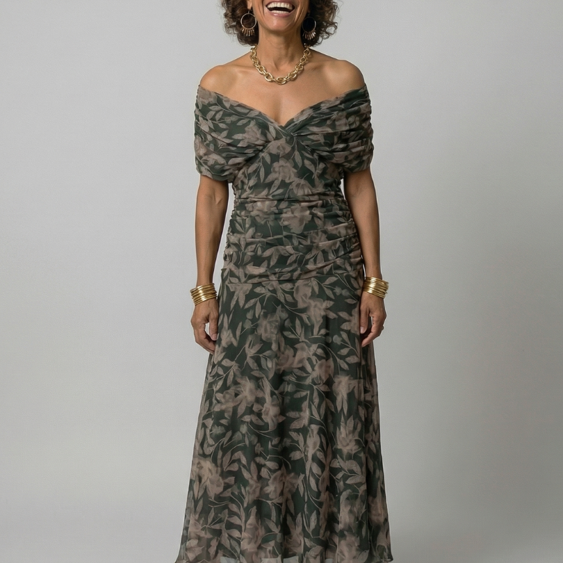 Calen | Abito Midi Off Shoulder Fluttuante