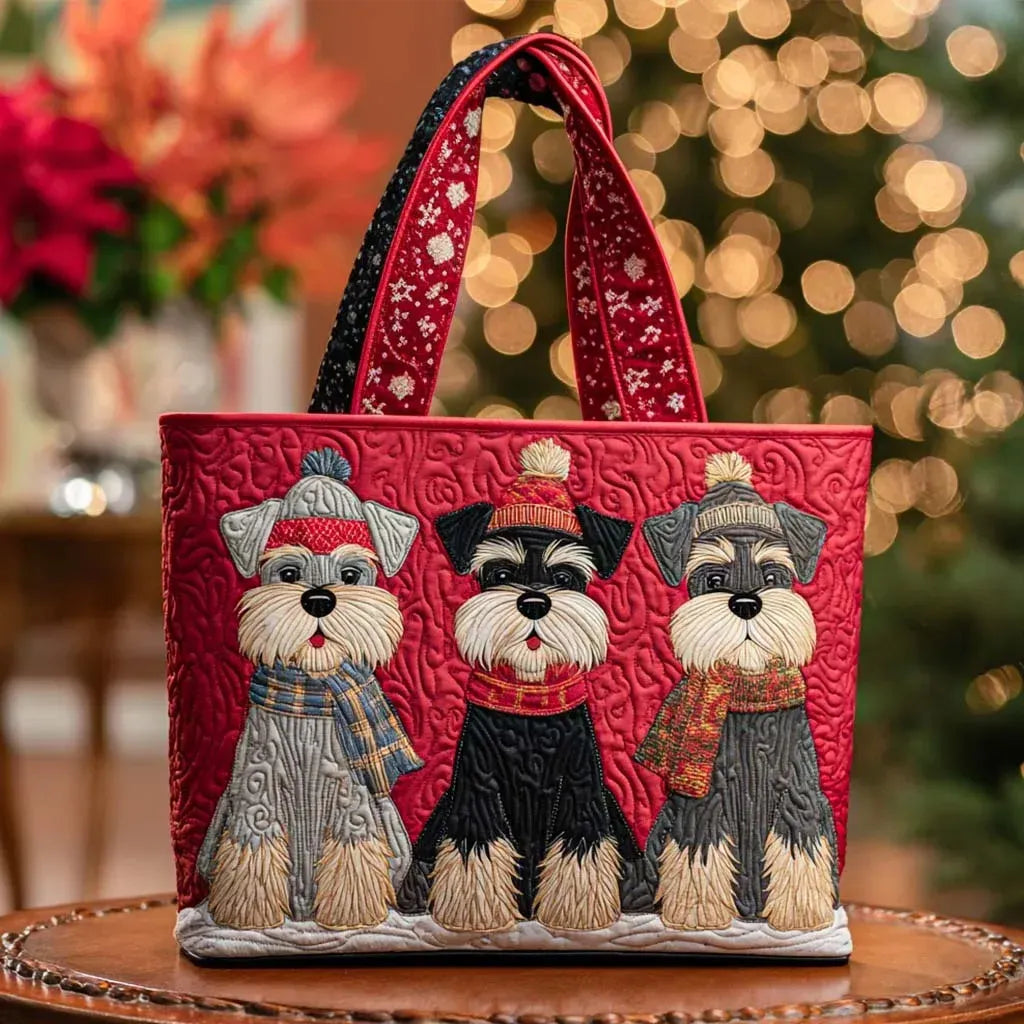 Borsa artigianale con schnauzer grigio
