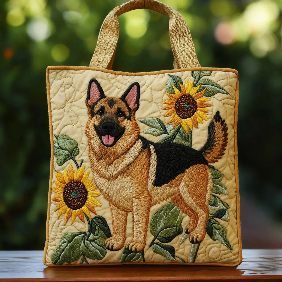 Borsa artigianale con pastore tedesco