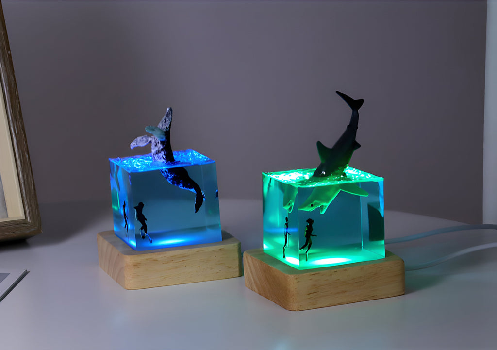 Cubo Luminoso in Resina — Vita dell'Oceano