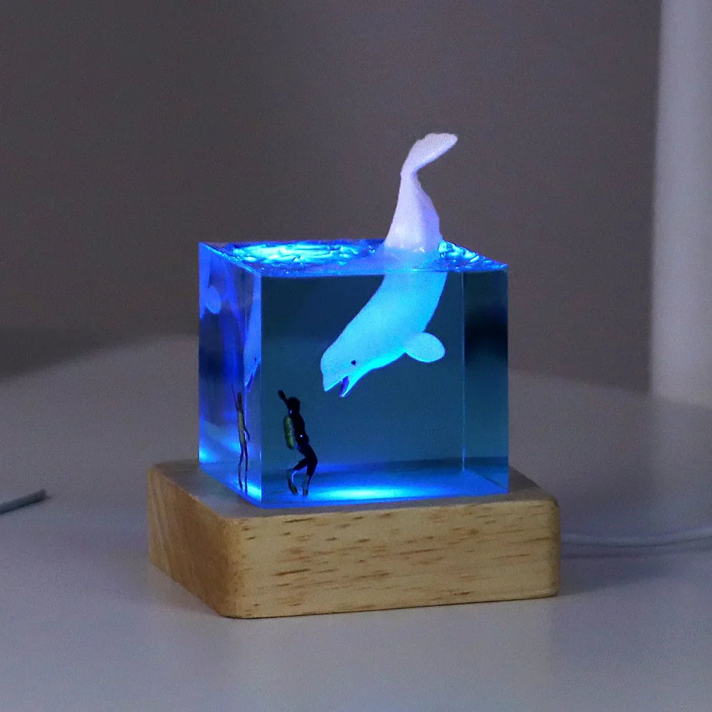 Cubo Luminoso in Resina — Vita dell'Oceano