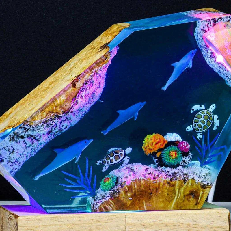 Lampada in Resina — Delfini sul Fondale