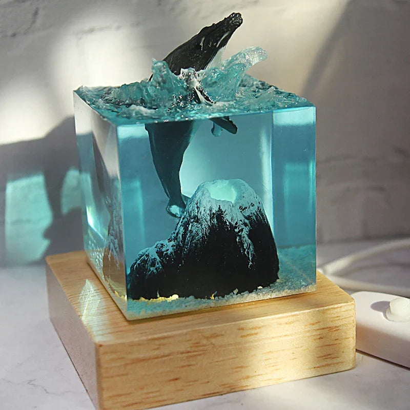 Cubo Luminoso in Resina — Corallo e Pesci Tropicali