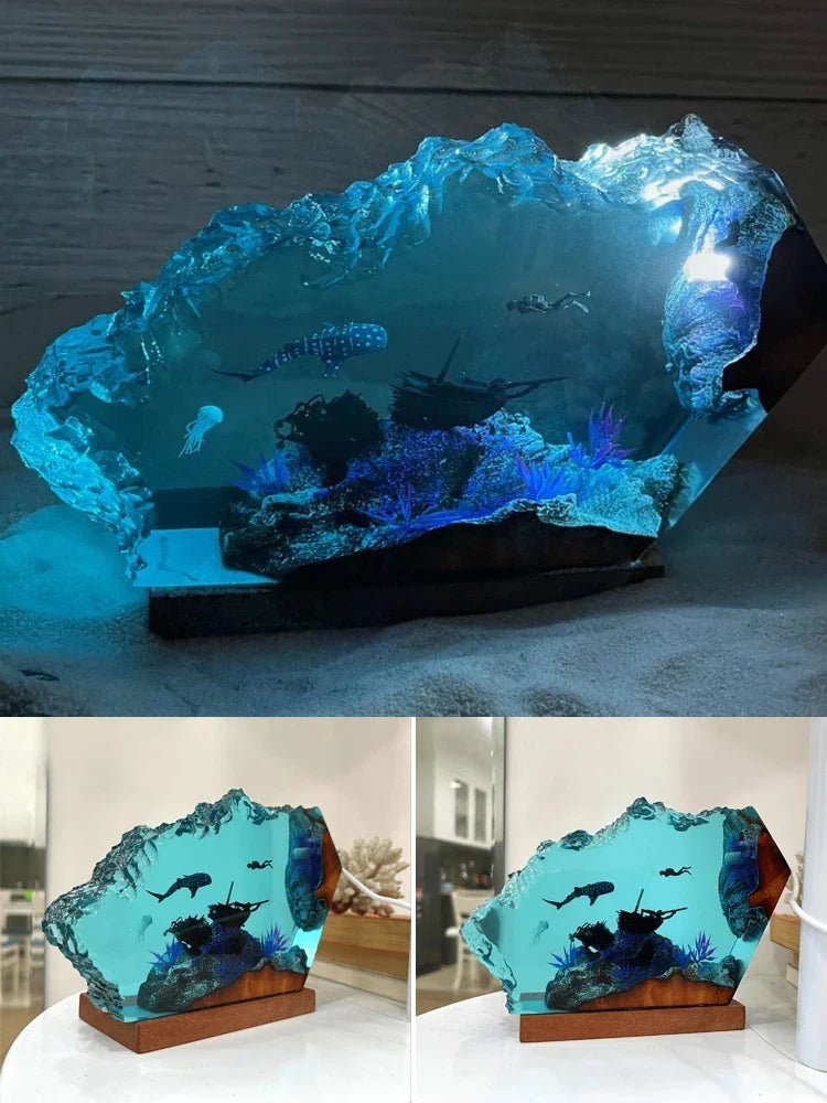 Lampada in Resina — Squalo, Sub e Relitto