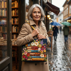 Borsa artigianale con fantasia di fiori
