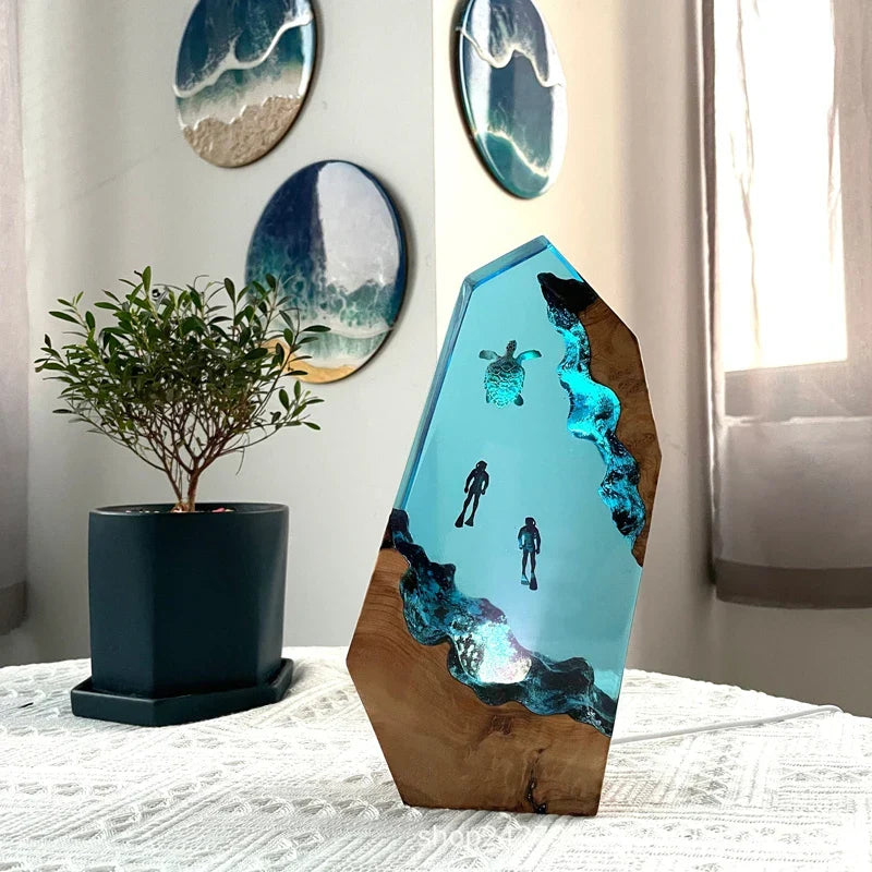 Lampada in Resina — Tartaruga Marina e Sub