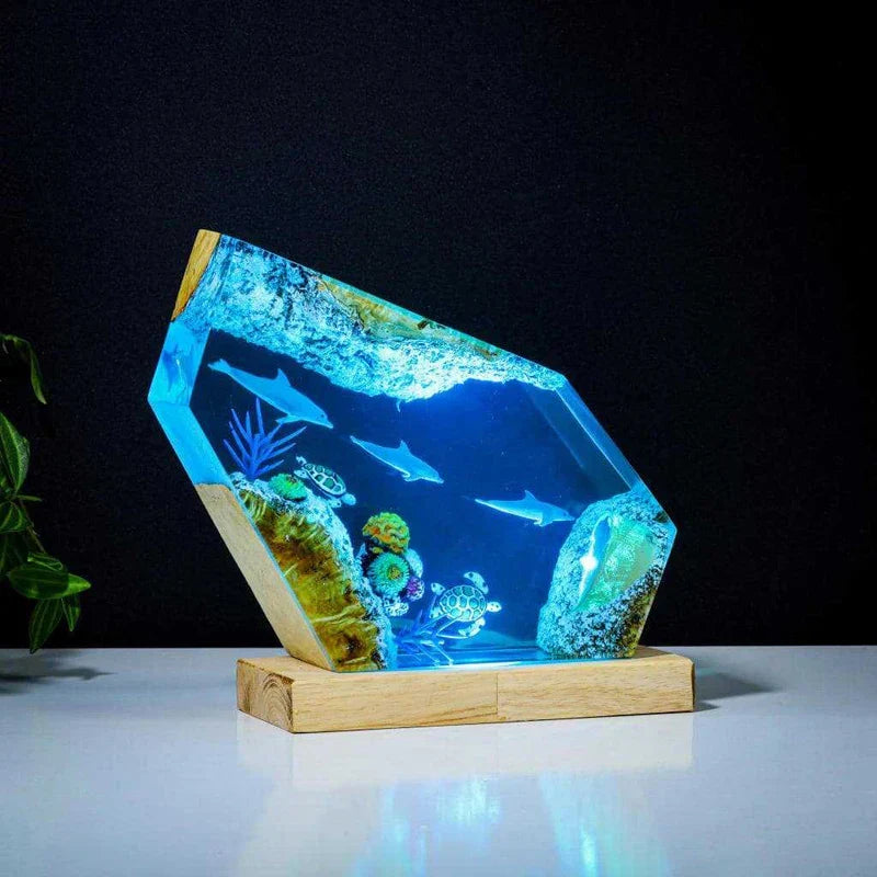 Lampada in Resina — Delfini sul Fondale