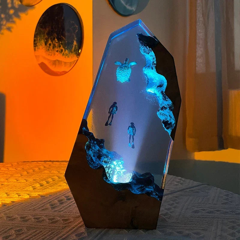 Lampada in Resina — Tartaruga Marina e Sub