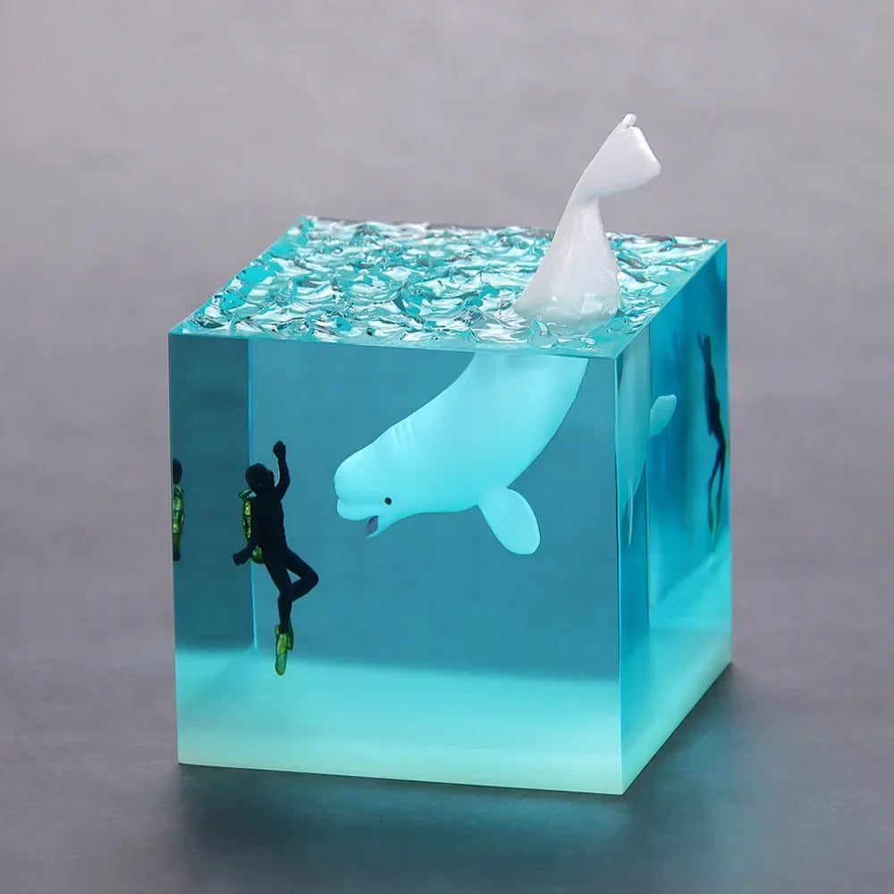 Cubo Luminoso in Resina — Vita dell'Oceano