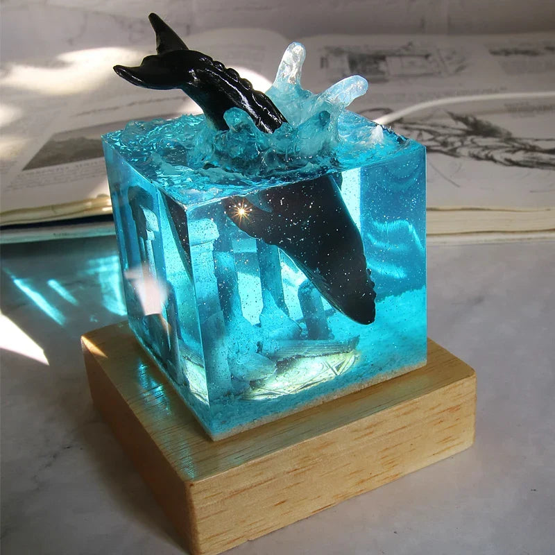 Cubo Luminoso in Resina — Corallo e Pesci Tropicali