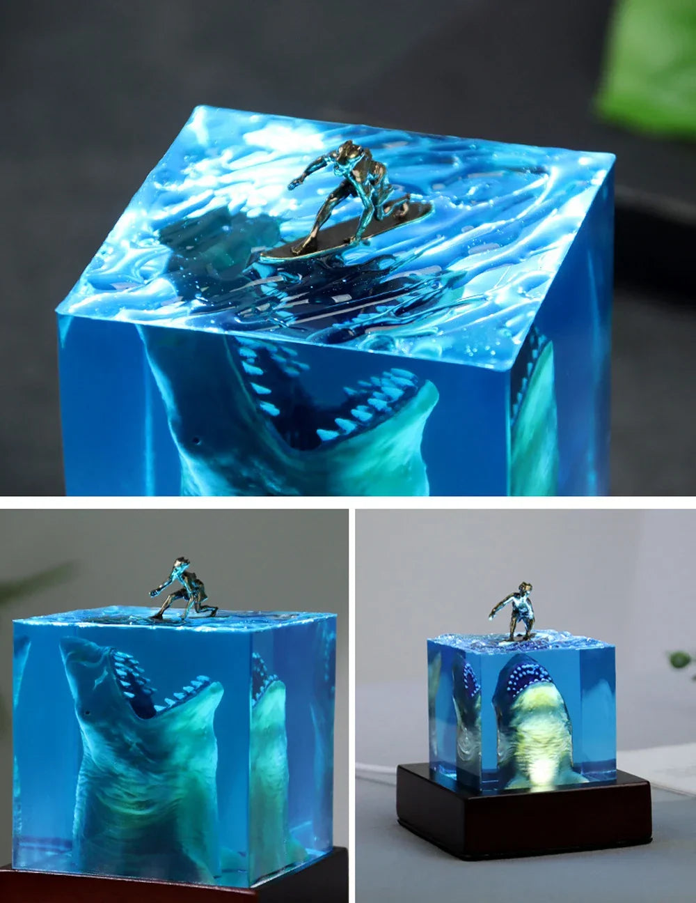 Cubo Luminoso in Resina — Squalo Bianco