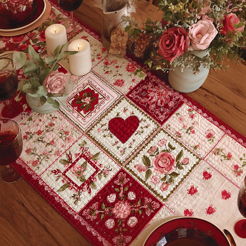 Runner da Tavola Trapuntato – Heart Rose