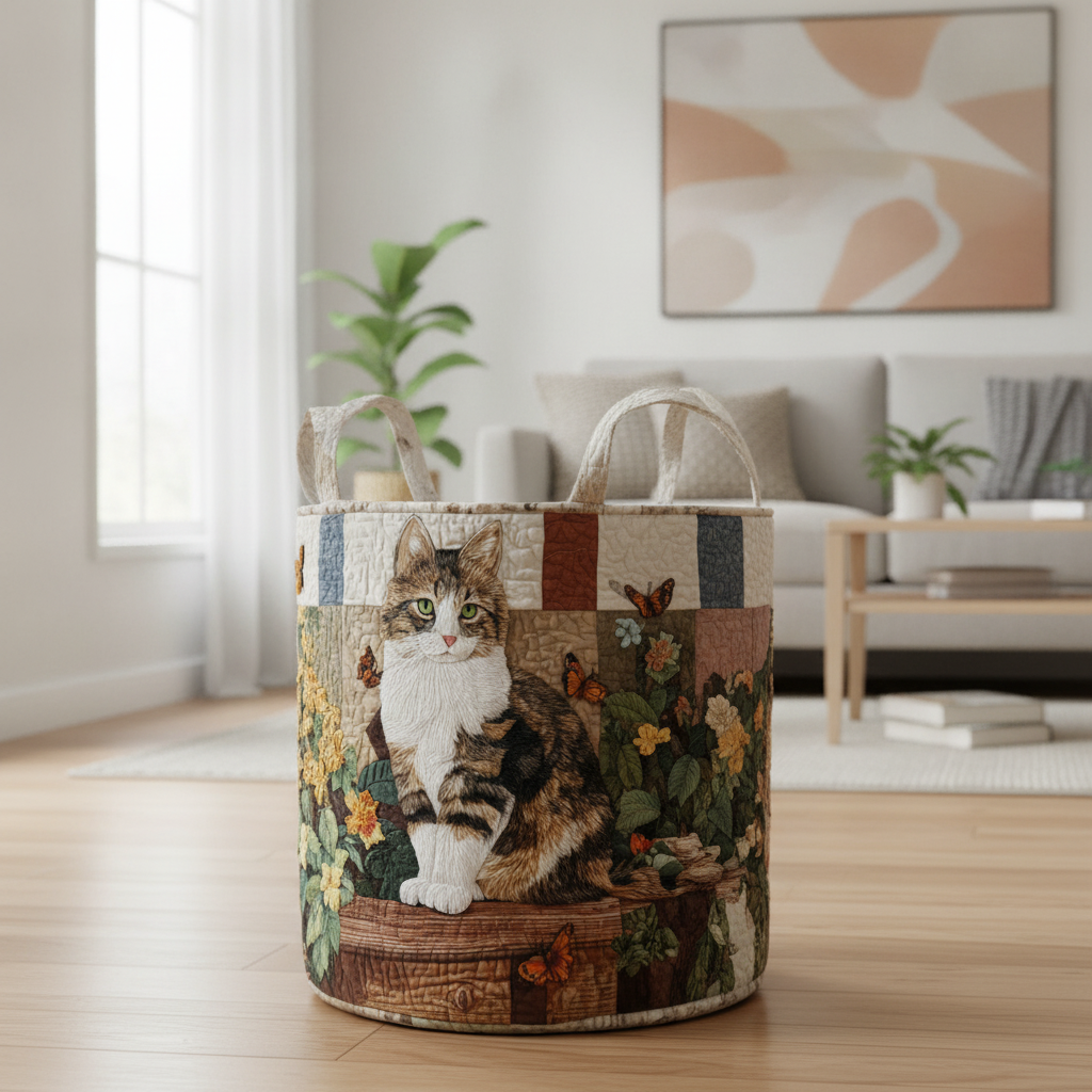 Cesto Portabiancheria – Cat in the Petals