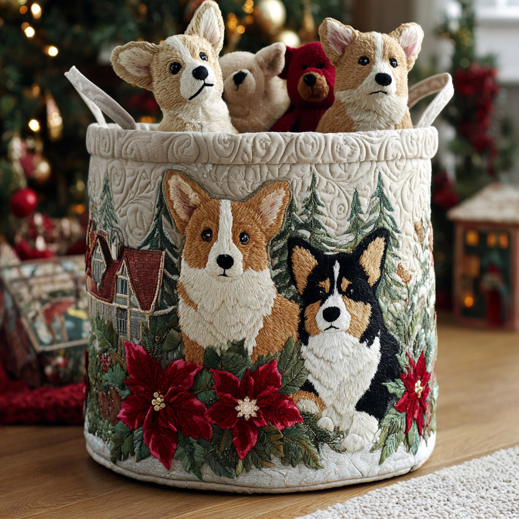 Cesto Portabiancheria – Christmas Corgi Joy
