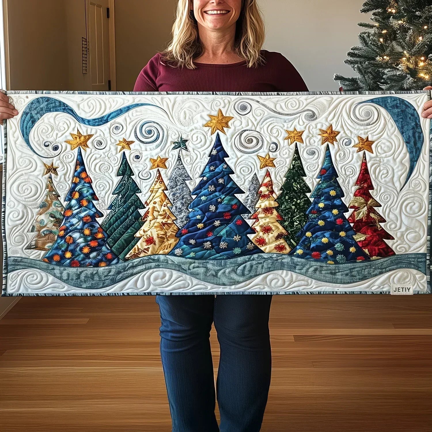 Runner da Tavola Trapuntato – Snowy Pine Forest