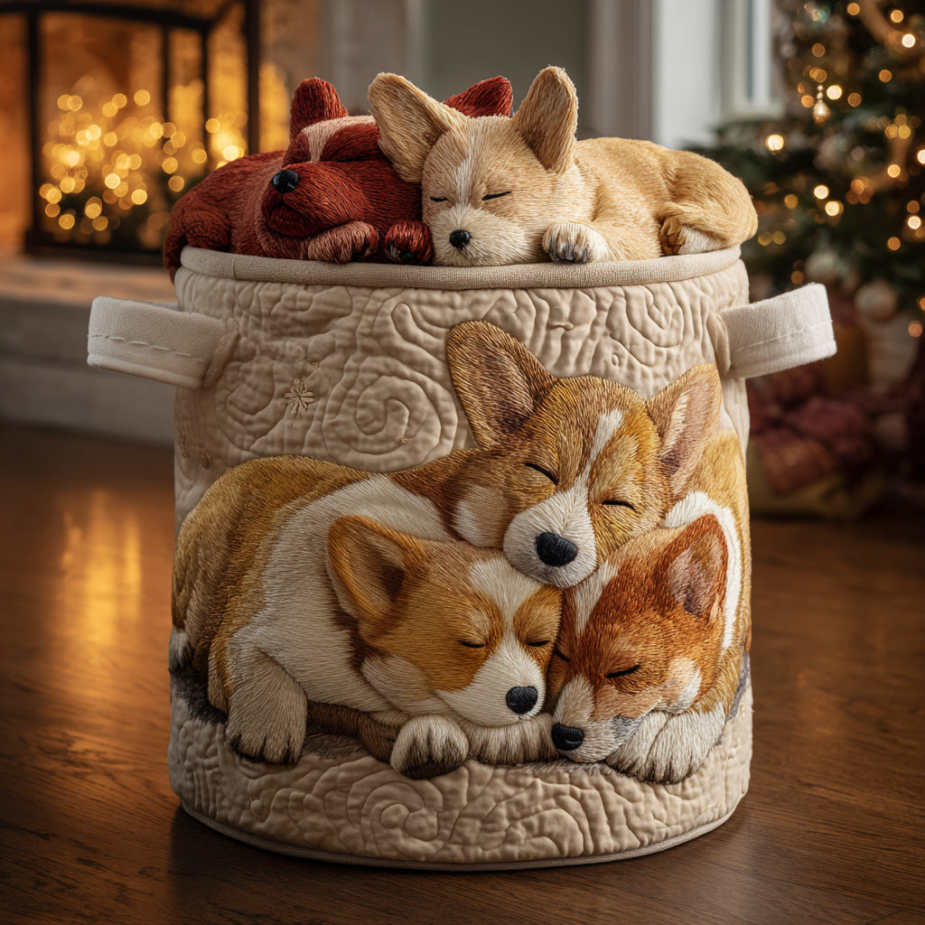 Cesto Portabiancheria – Holiday Corgi Dreams