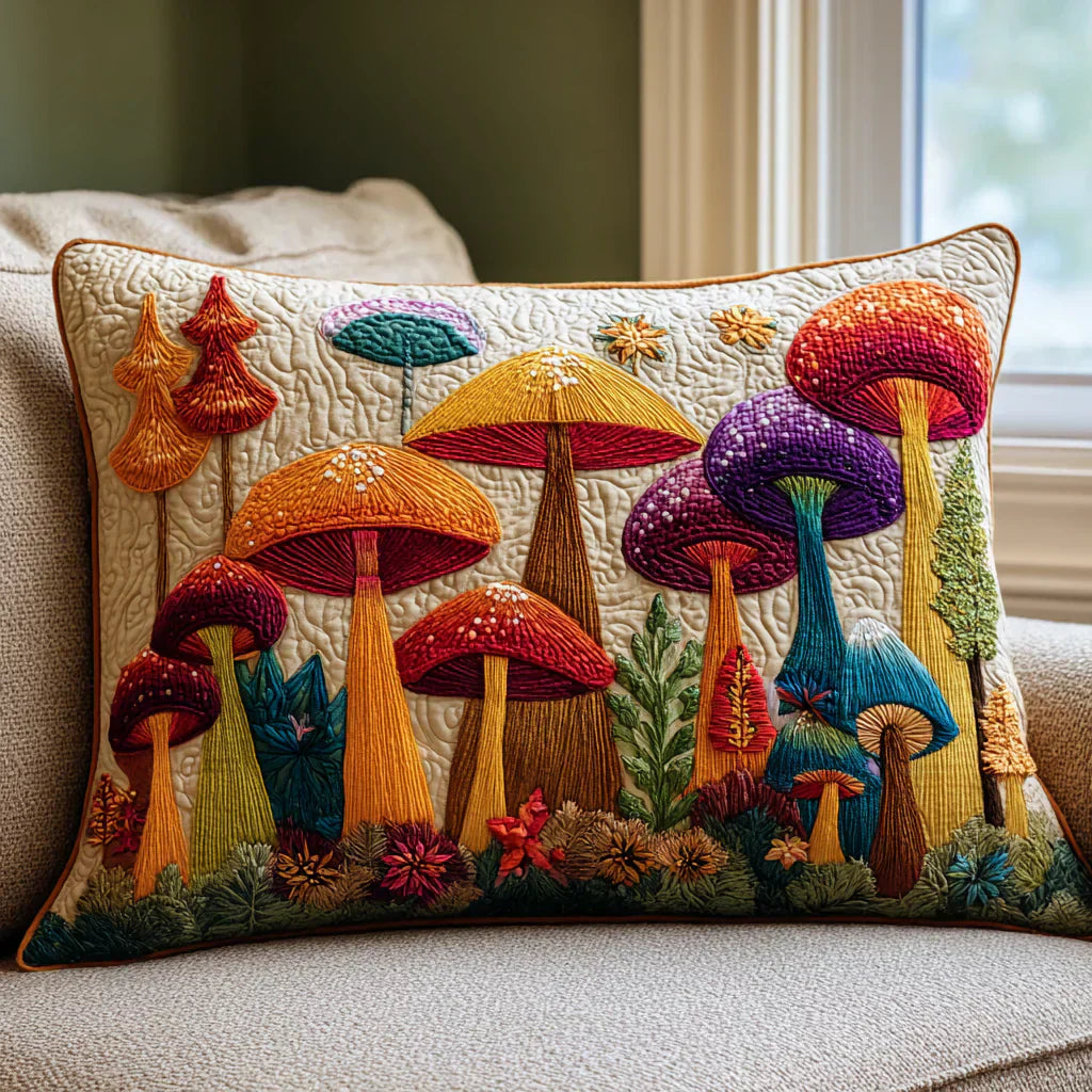 Copricuscino Trapuntato – Mushroom Garden