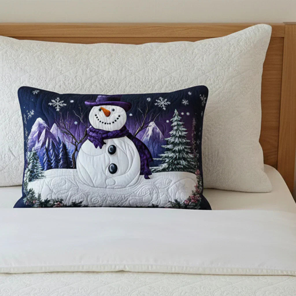 Copricuscino Trapuntato – Purple Snowman
