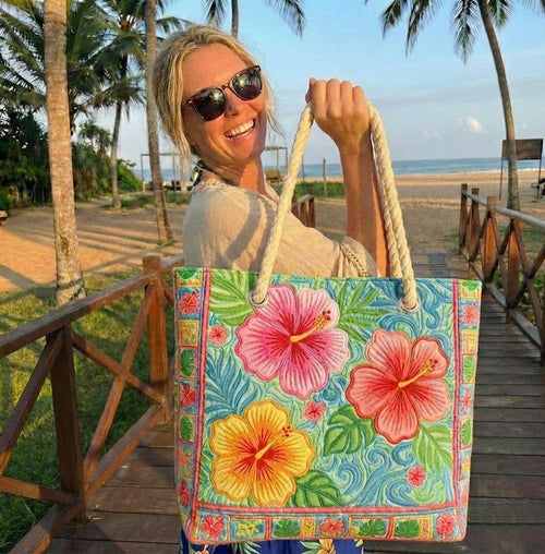 Borsa da Mare Artigianale – Tropical Flower